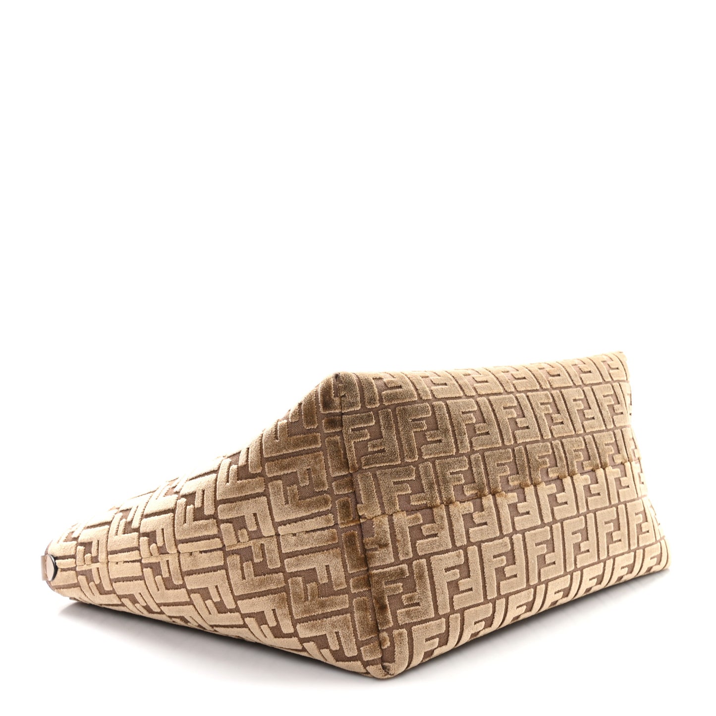 Velluto Jacquard Vitello Grace FF Large Reversible Shopping Tote Cappuccino Sand