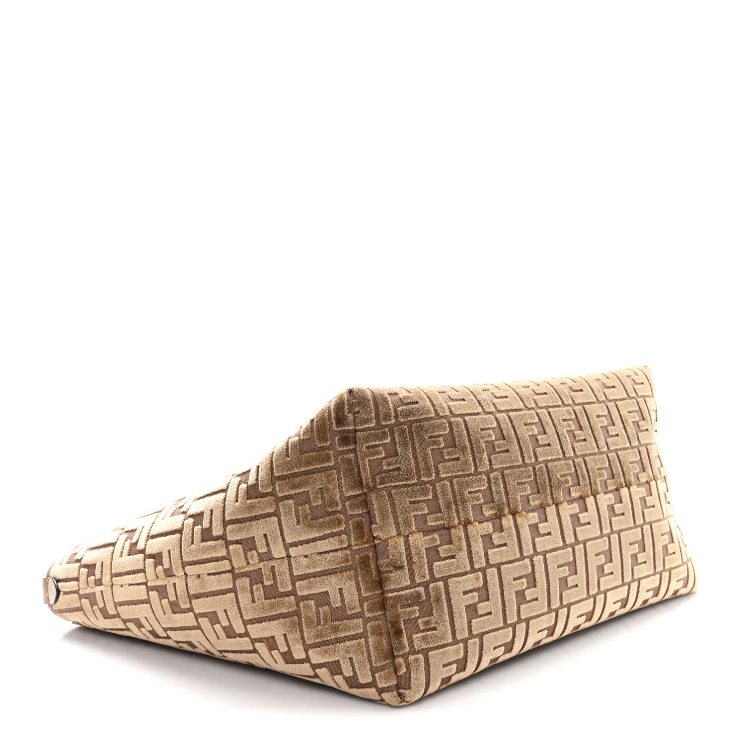 Fendi Velluto Jacquard Vitello Grace FF Large Reversible Shopping Tote Cappuccino Sand 4 of 13