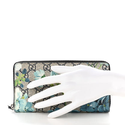 Gucci GG Supreme Monogram Blooms Zip Around Wallet Blue 2 of 9