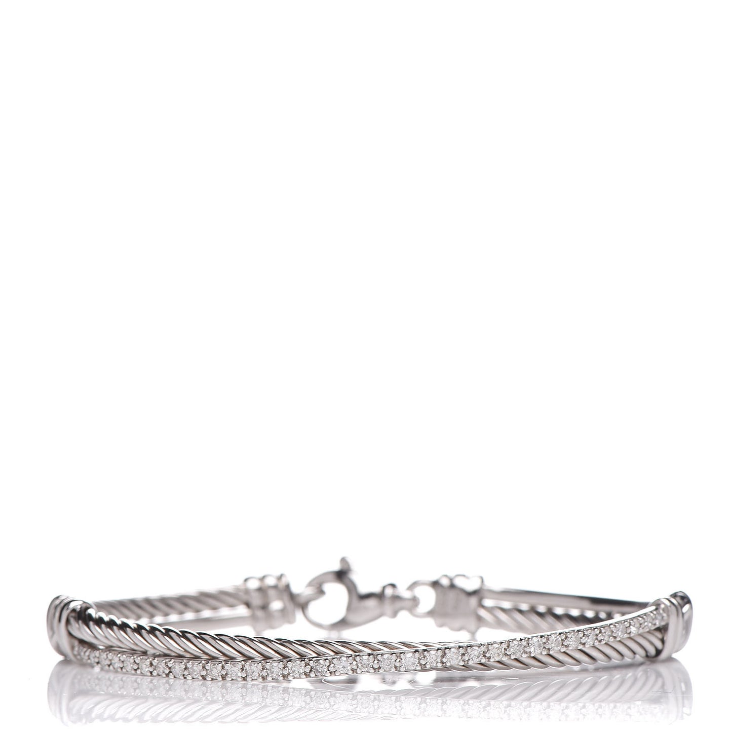 Sterling Silver Diamond 3mm Crossover Bracelet
