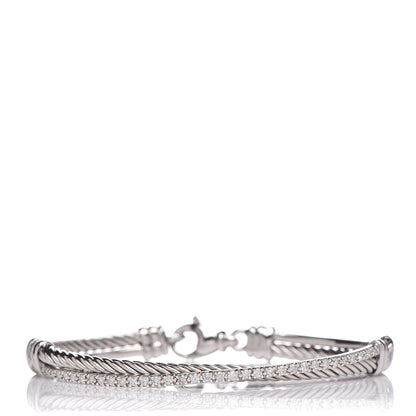 David Yurman Sterling Silver Diamond 3mm Crossover Bracelet 1 of 5