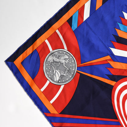Hermes Silk Les Jeux d'Scarf 90 Caban Bleu Klein Rouge 9 of 14