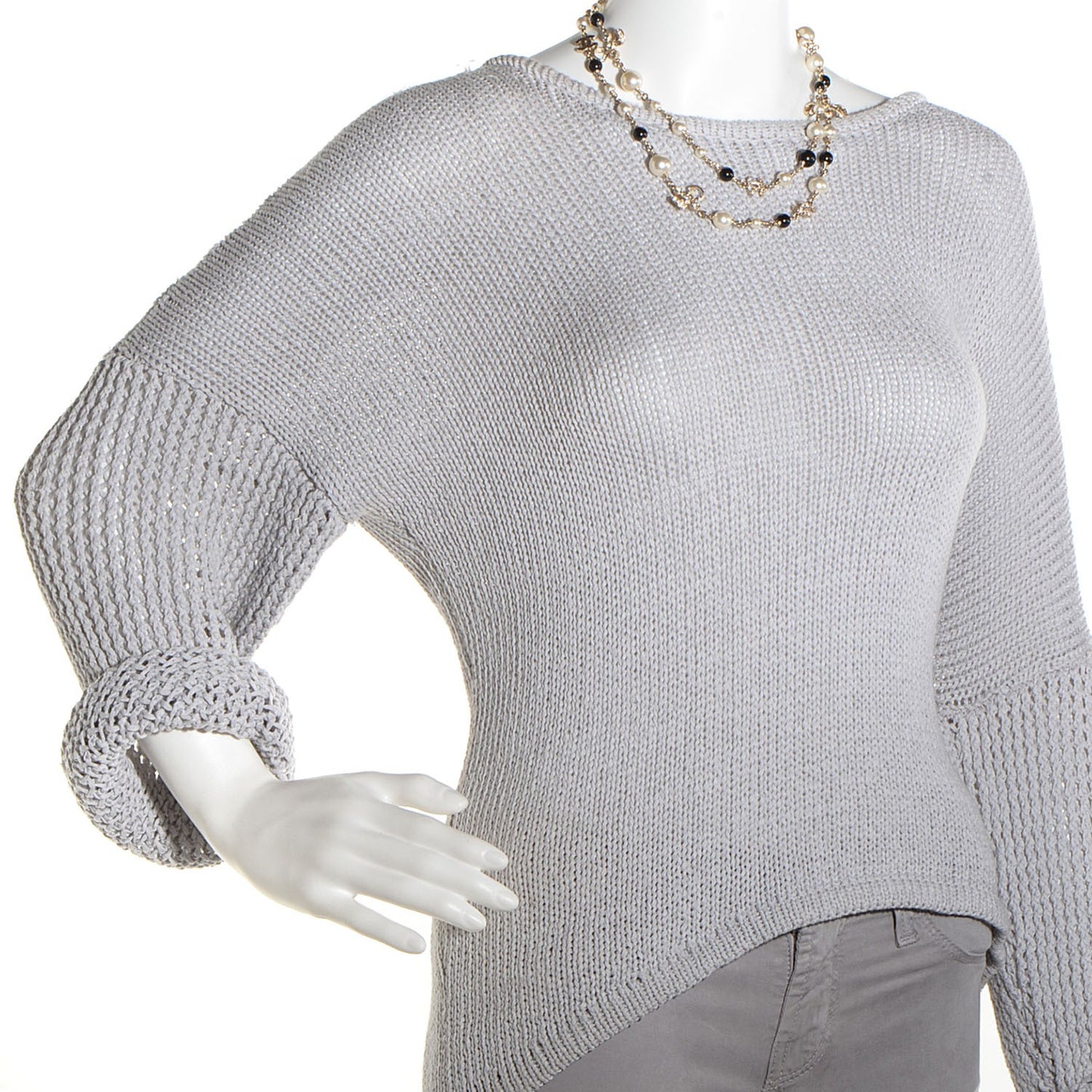 Pearl Crystal Bow CC Necklace Gold