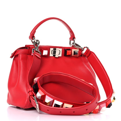 Fendi Nappa Studded Mini Peekaboo Iconic Satchel Fiamma Multicolor 2 of 11