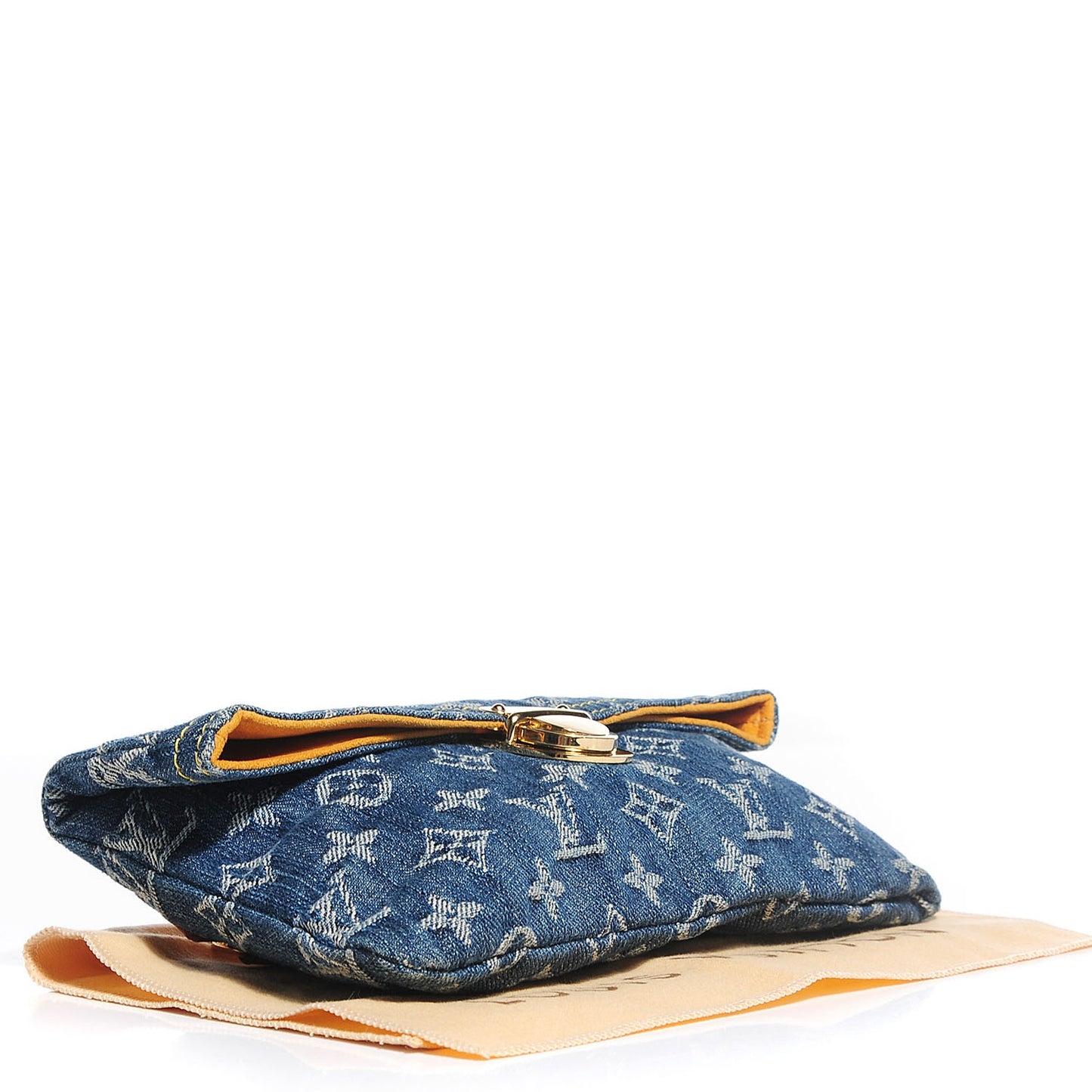 Monogram Denim Pochette Plat Clutch Blue