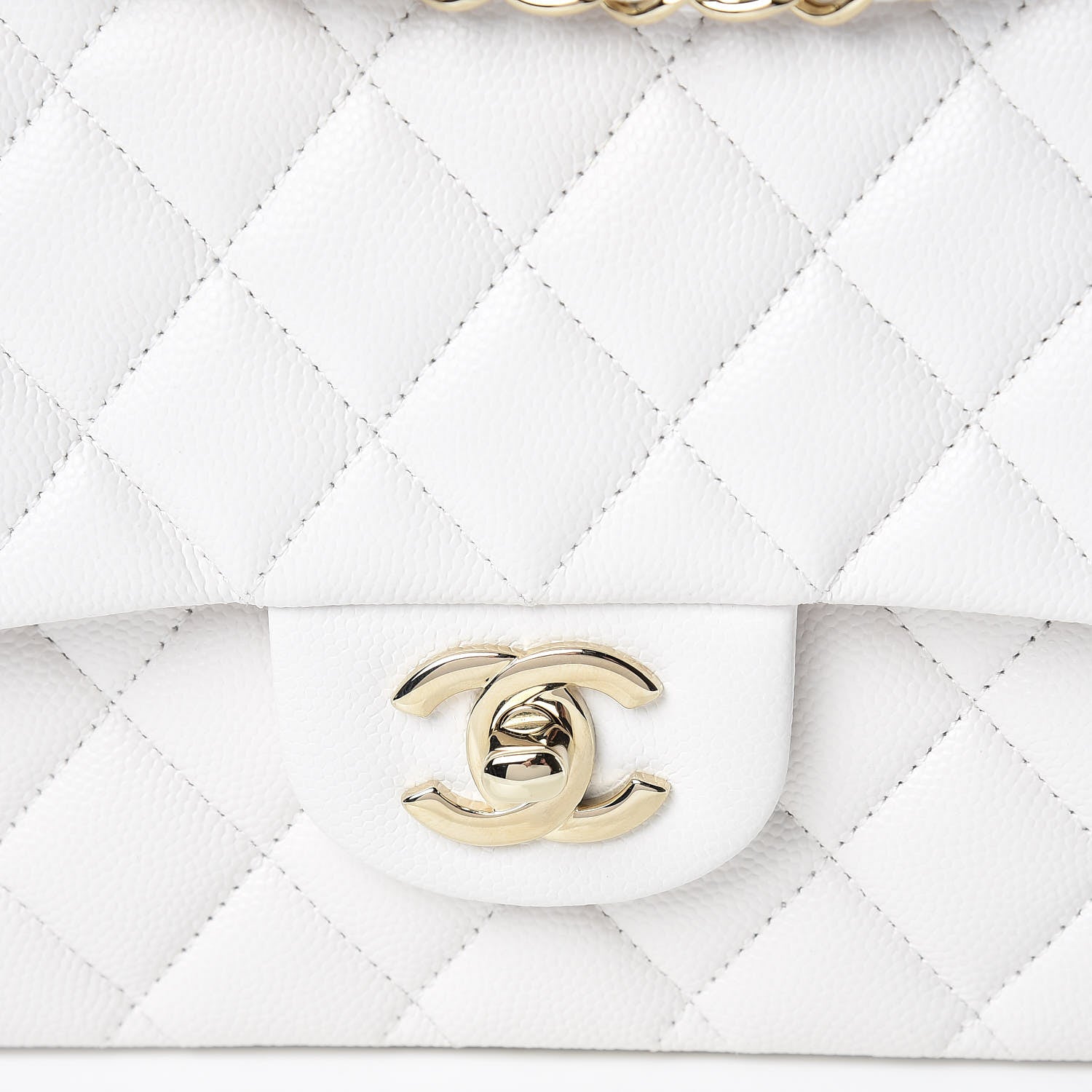 Chanel Caviar Quilted Medium Double Flap White 9 of 14