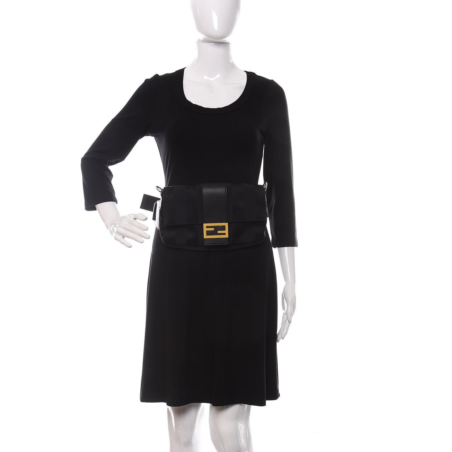 Recycled Nylon Vitello Grace Light Pequin Logo Puffer Belt Baguette Bag Black Sunflower
