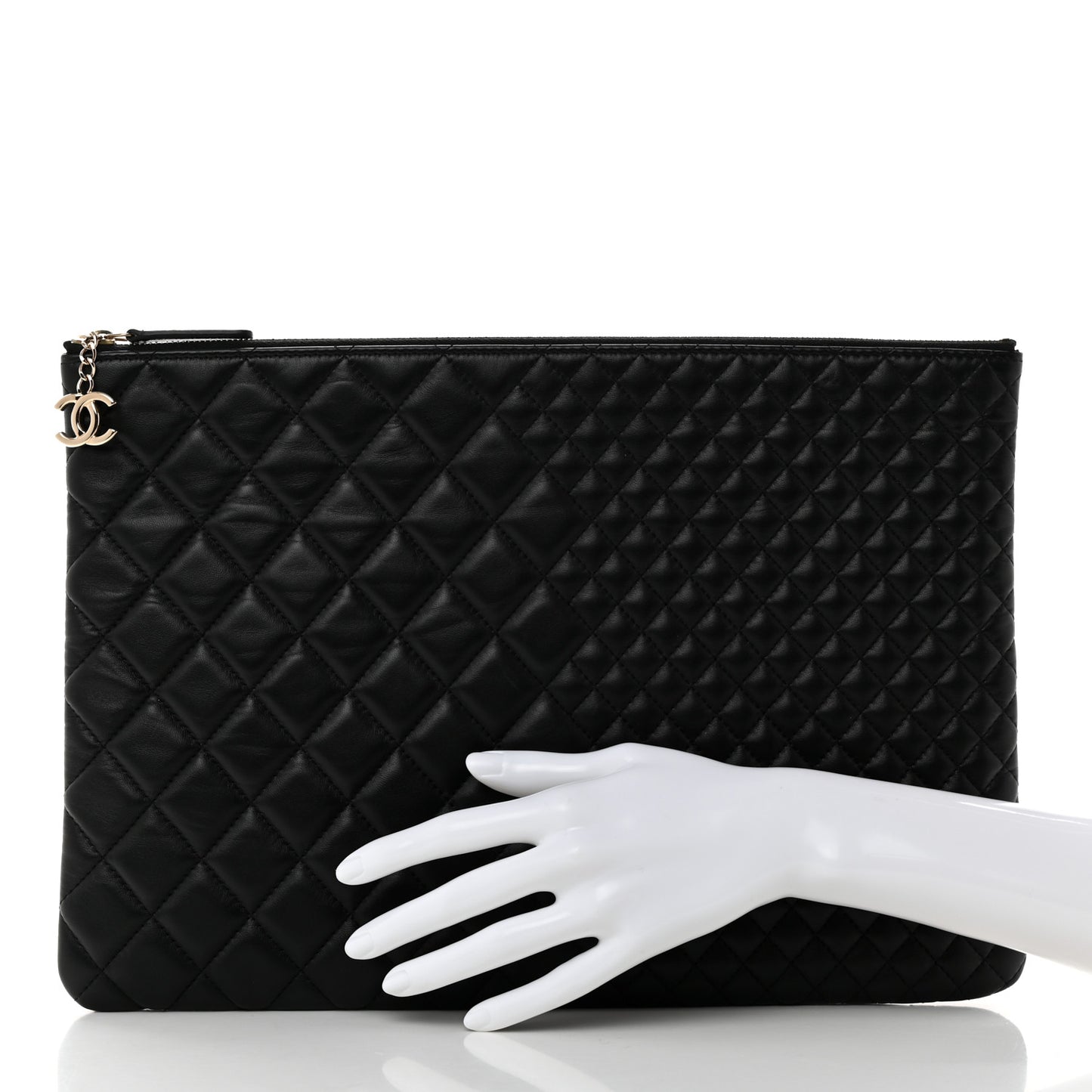 Lambskin Bi Quilted Large Cosmetic Case Black