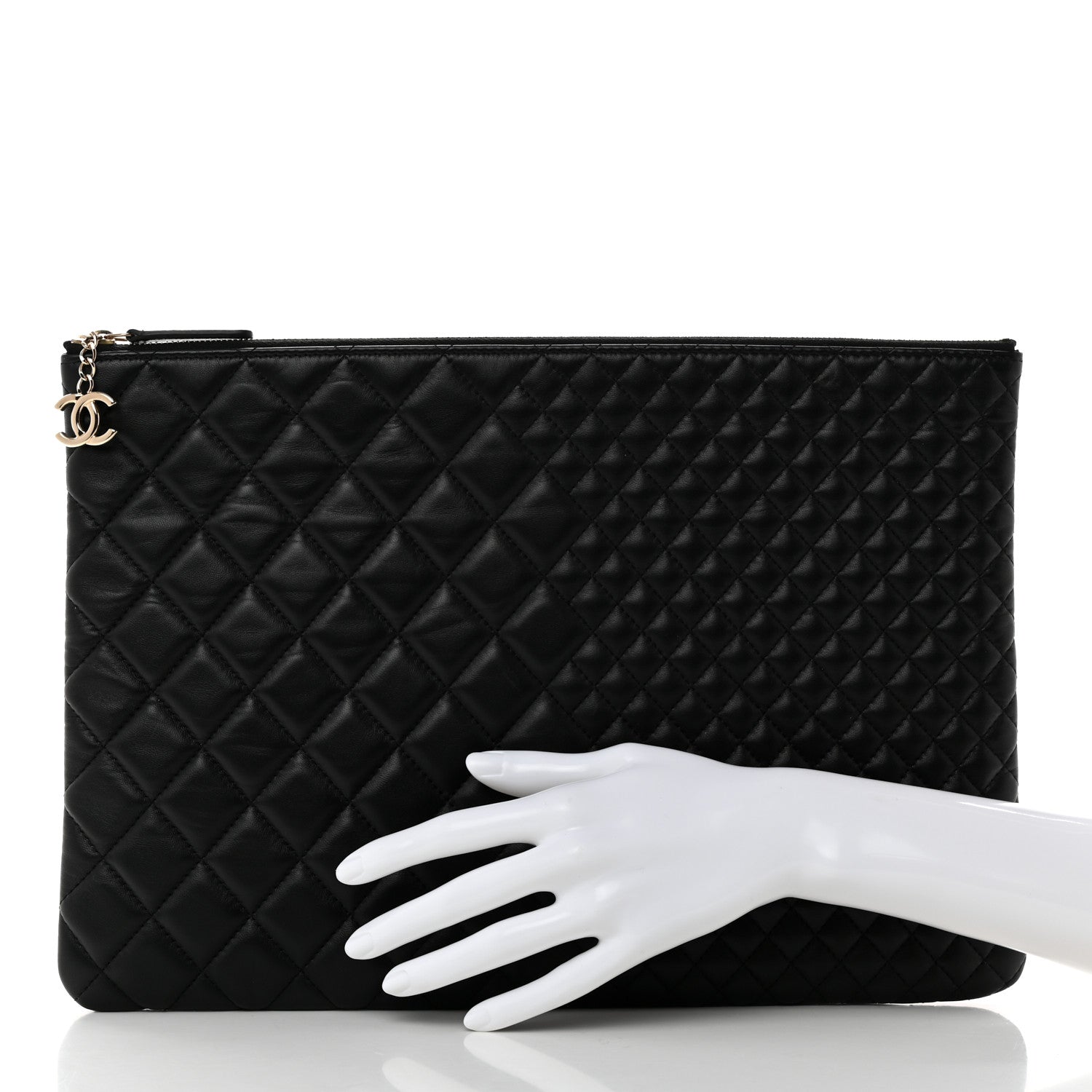 Chanel Lambskin Bi Quilted Large Cosmetic Case Black 2 of 8