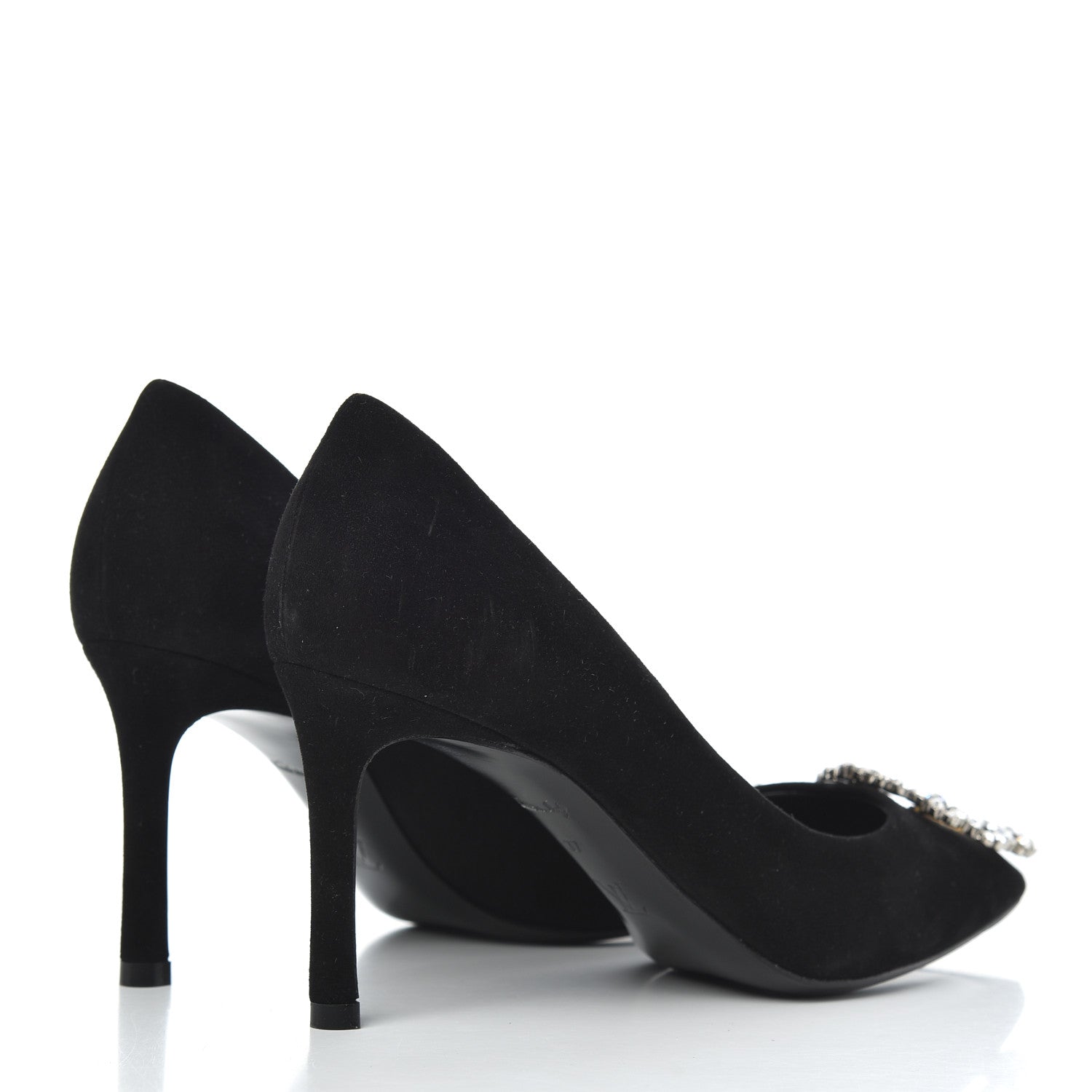 Louis Vuitton Suede Baby Goat Swarovski Crystal Madeleine Pumps 37 Black 4 of 13