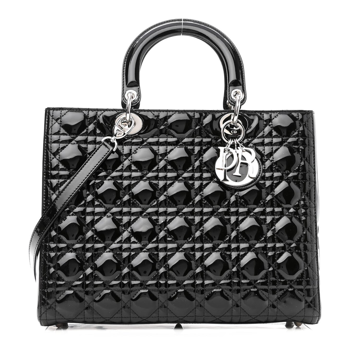 Patent Cannage Large Lady Dior Black