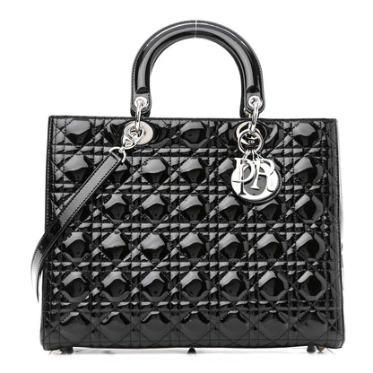 Christian Dior Patent Cannage Large Lady Dior Black 1 of 10