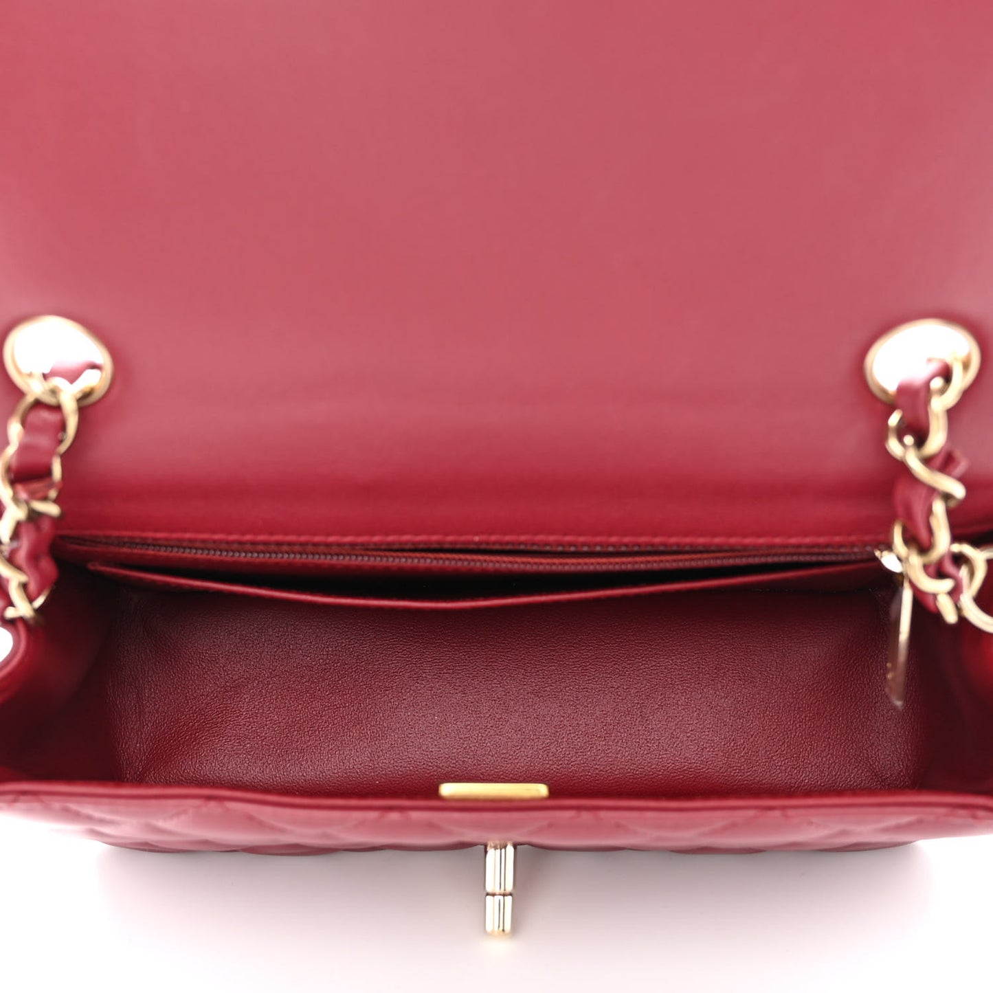 Lambskin Quilted Mini Rectangular Flap Burgundy