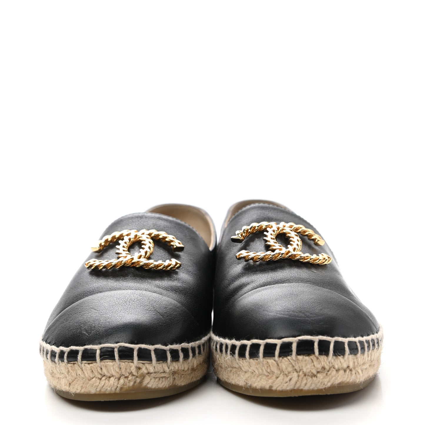 Calfskin Chain CC Espadrilles 38 Black