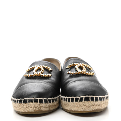 Chanel Calfskin Chain CC Espadrilles 38 Black 2 of 11