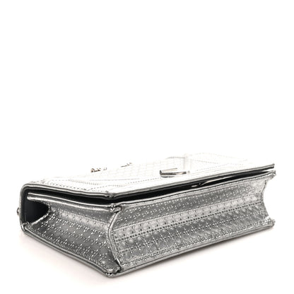 Christian Dior Metallic Patent Micro-Cannage Baby Diorama Flap Bag Silver 4 of 9