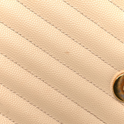 Saint Laurent Grain De Poudre Matelasse Chevron Large Monogram Satchel Dark Beige 12 of 14