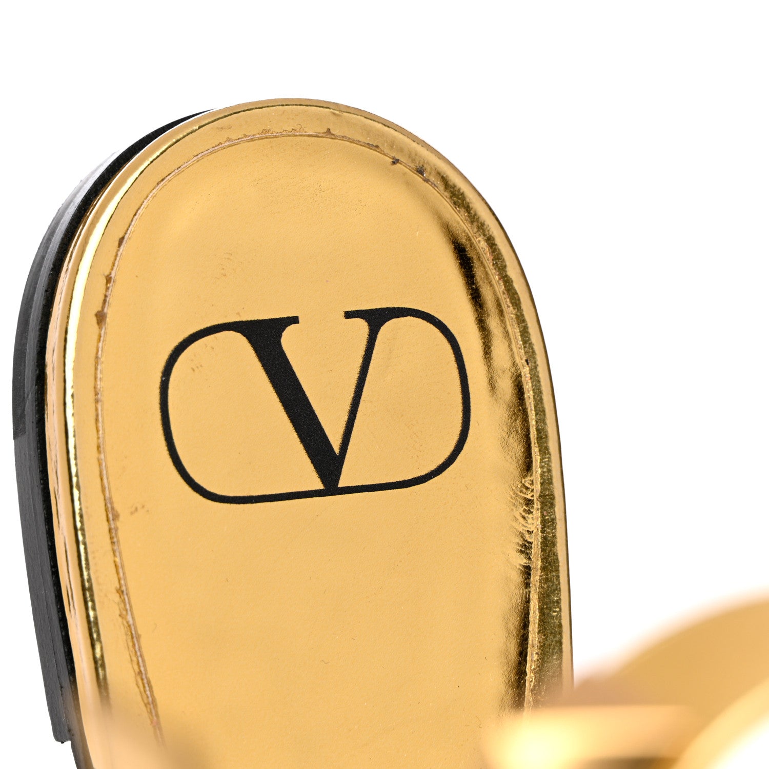 Valentino Garavani Metallic Patent Roman Stud Ankle Strap Flat Mules 41 Antique Brass 7 of 12