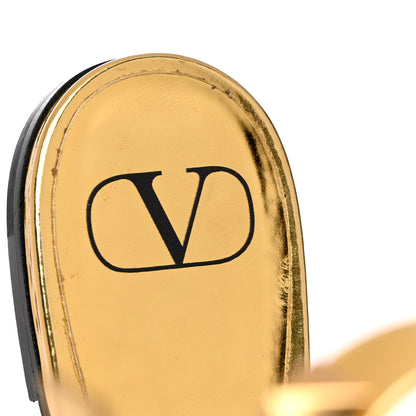 Valentino Garavani Metallic Patent Roman Stud Ankle Strap Flat Mules 41 Antique Brass 7 of 12