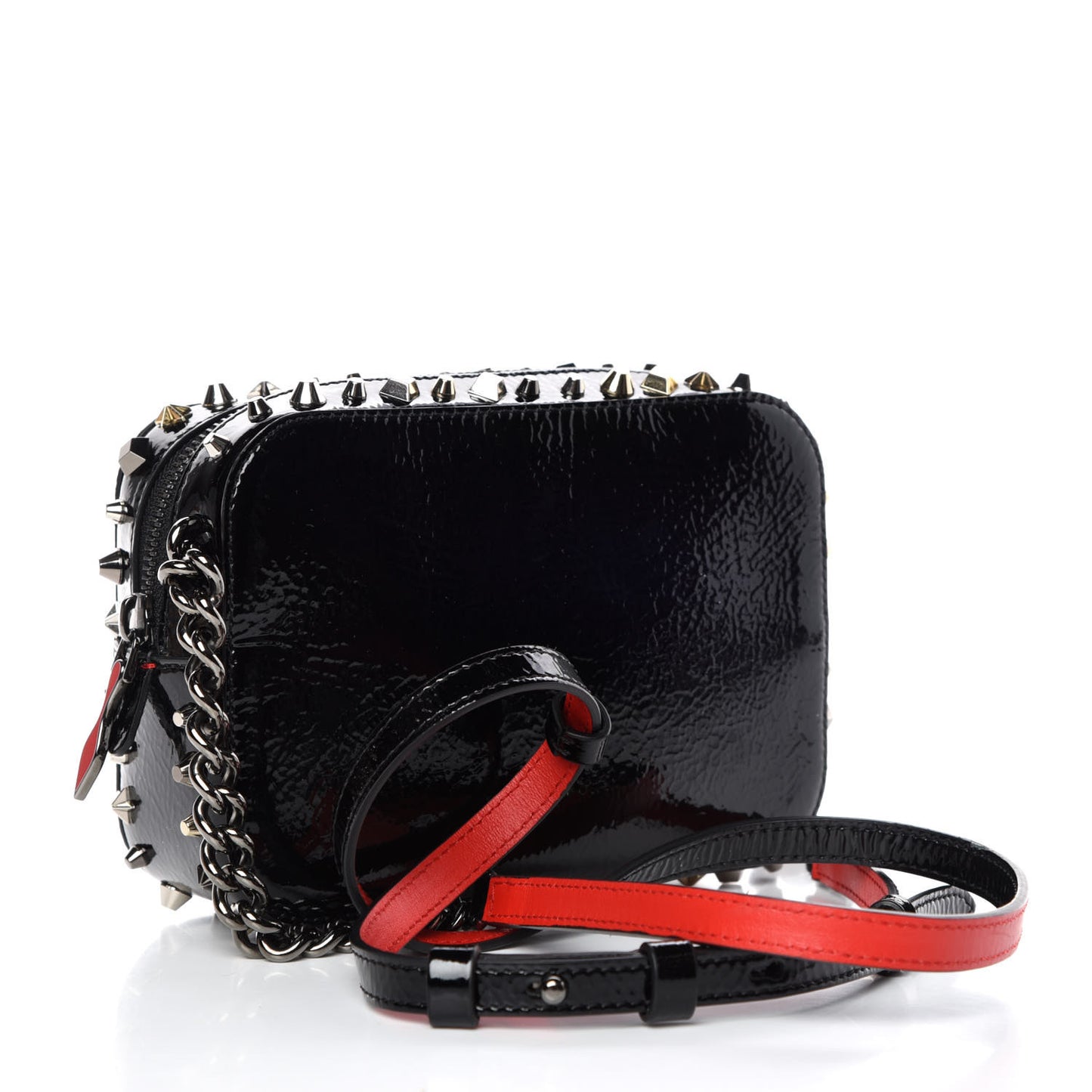 Vintage Trashmix Patent Spikes Mini Rubylou Crossbody Black