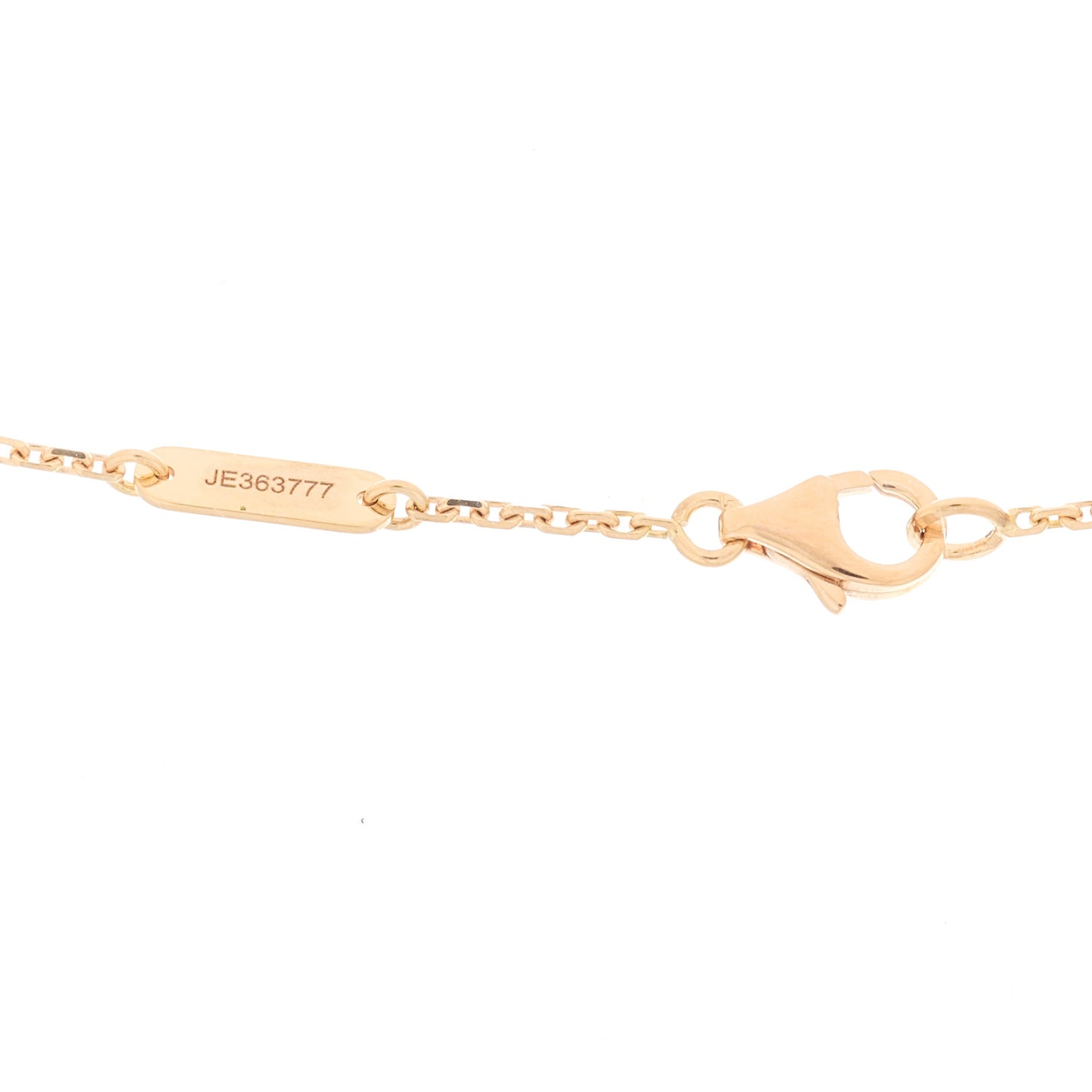 18K Rose Gold Diamond Pink Porcelain Vintage Alhambra Pendant Necklace