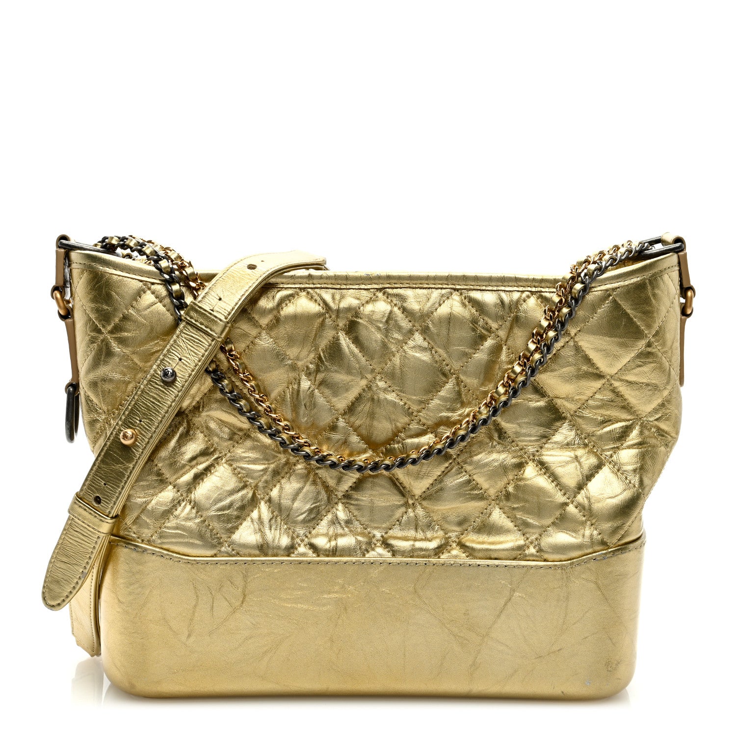Chanel Metallic Aged Calfskin Quilted Medium Gabrielle Gold 1 of 9