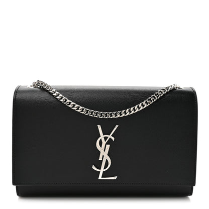 Saint Laurent Grain De Poudre Medium Classic Monogram Kate Satchel Black 1 of 11