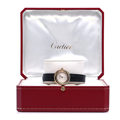 Cartier 18K Pink Yellow White Gold Alligator Diamond 27mm Trinity Quartz Watch 5 of 5