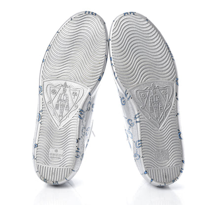 Gucci Miro Rubber Wax GucciGhost Print Mens New Ace Sneakers 9 Silver 7 of 7