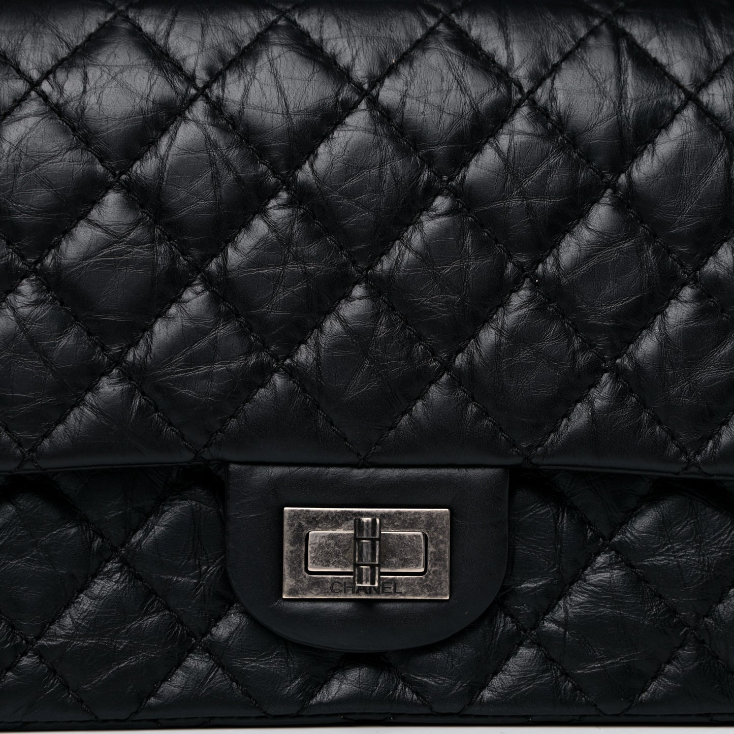 Aged Calfskin Quilted 2.55 Reissue 225 Flap Black