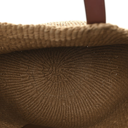 Chloe Raffia Calfskin Horse Medal Large Basket Tote Sepia Brown 5 of 9