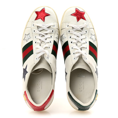 Gucci Calfskin Ayers Web Star Embroidered Womens Ace Sneakers 35.5 White Multi 2 of 9
