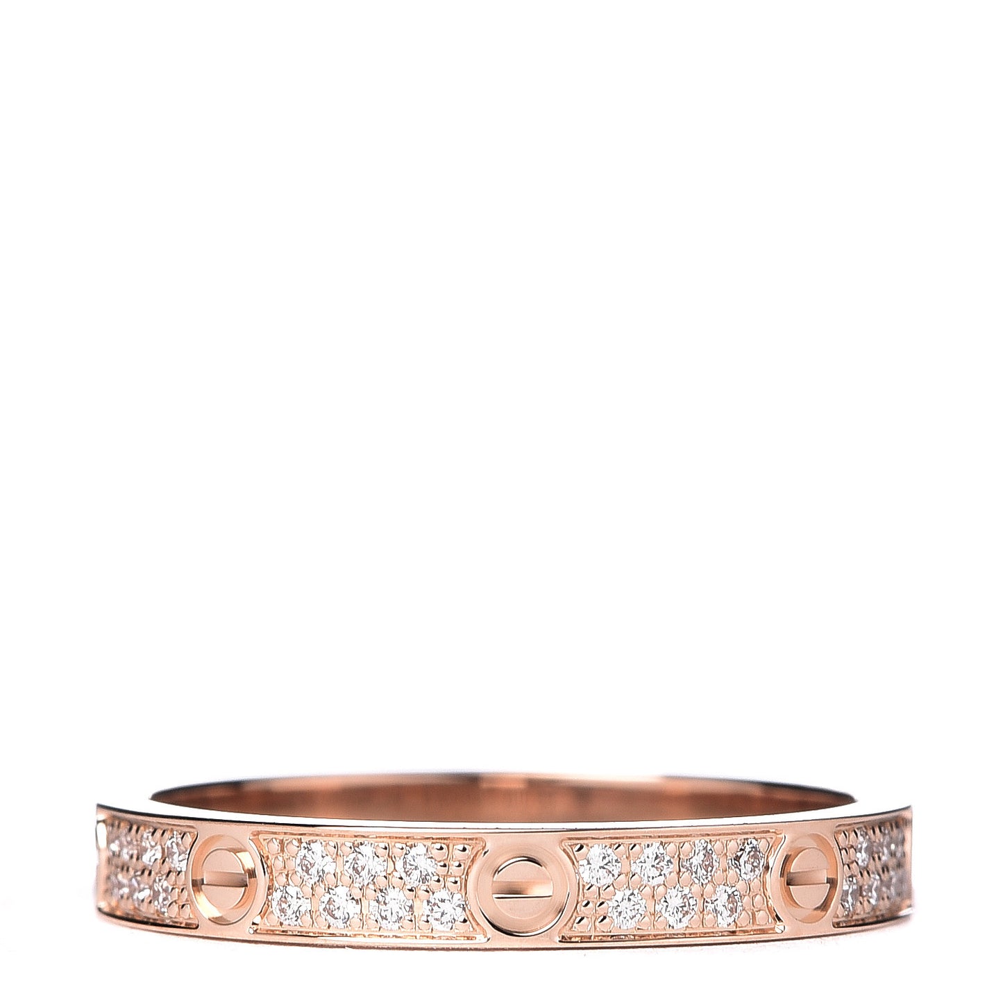 18K Pink Gold Diamond 2.6mm LOVE Paved Band Ring 48 4.5