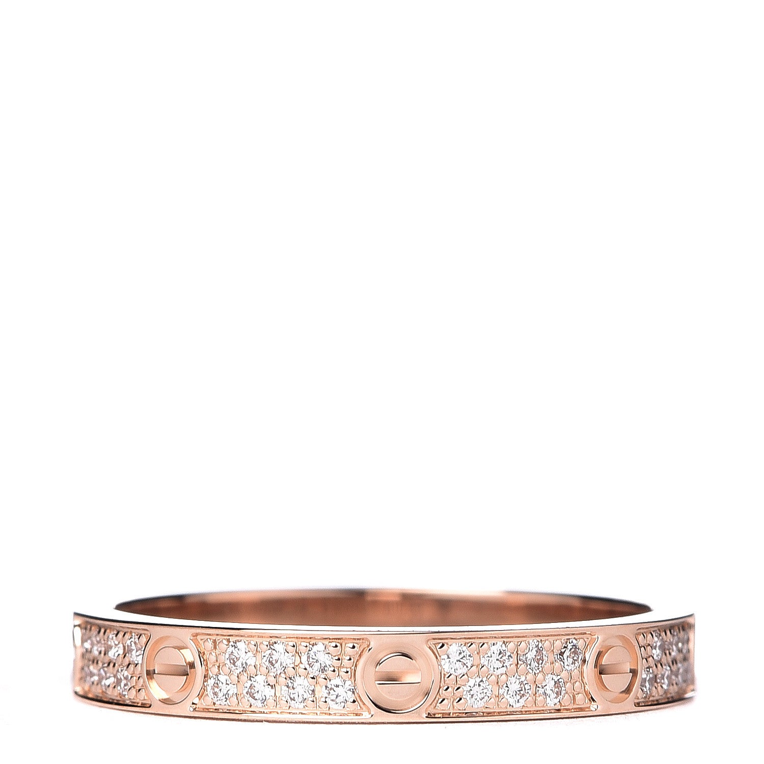 Cartier 18K Pink Gold Diamond 2.6mm LOVE Paved Band Ring 48 4.5 3 of 5