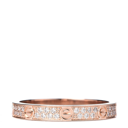 Cartier 18K Pink Gold Diamond 2.6mm LOVE Paved Band Ring 48 4.5 3 of 5