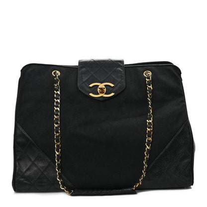 Chanel Canvas Lambskin Quilted Shopper Tote Black 1 of 9