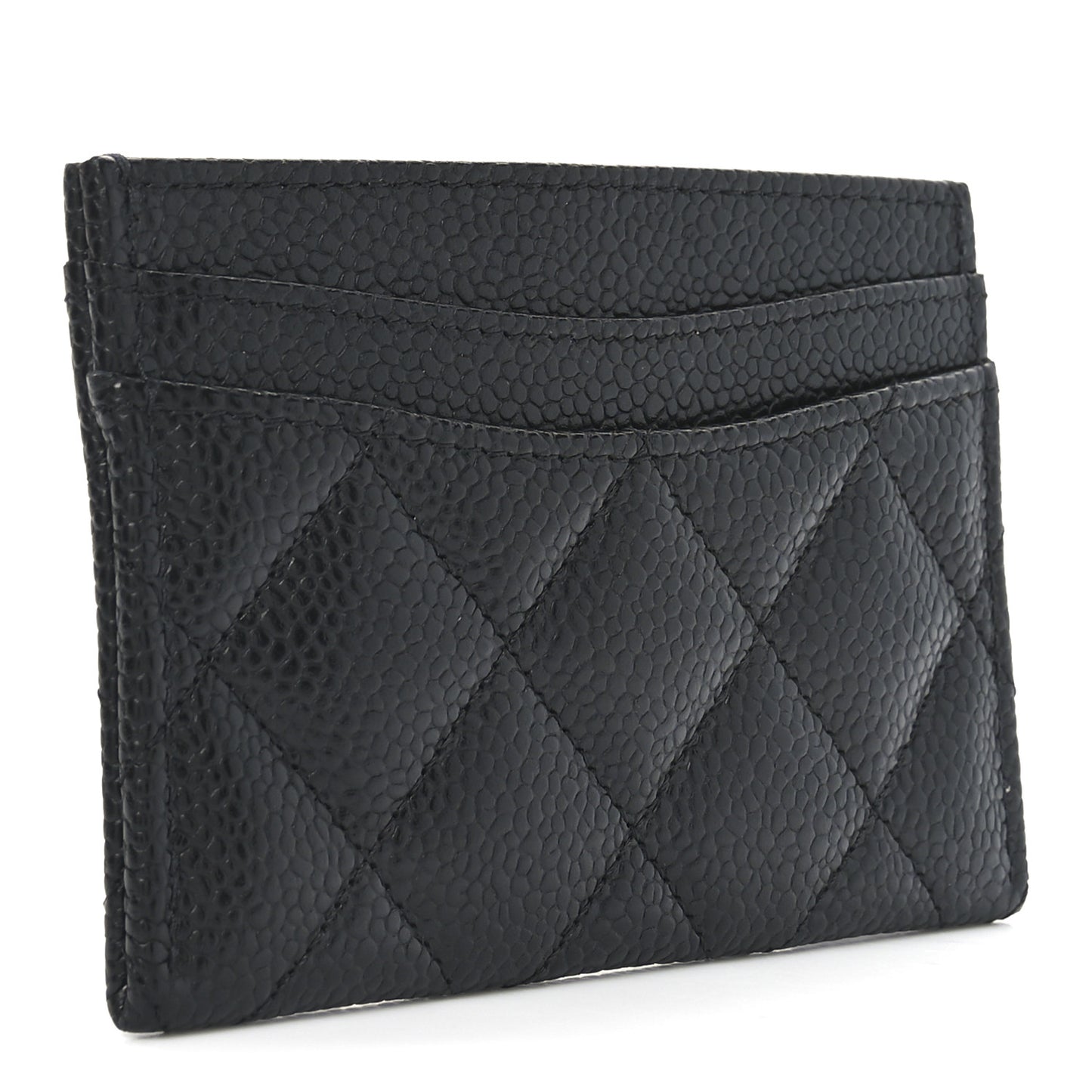 Caviar Quilted Card Holder Black