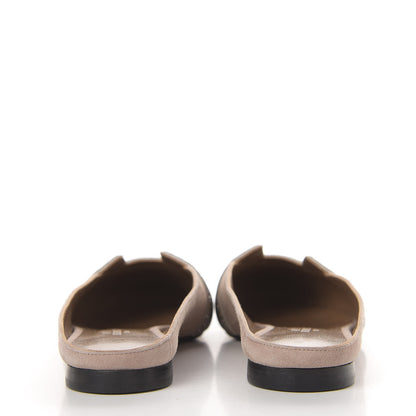 Hermes Suede Goatskin Crystal Roxane Mules 36 Champagne Rose Grey 5 of 11