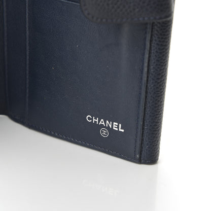 Chanel Caviar CC Long Flap French Wallet Navy Blue 8 of 12