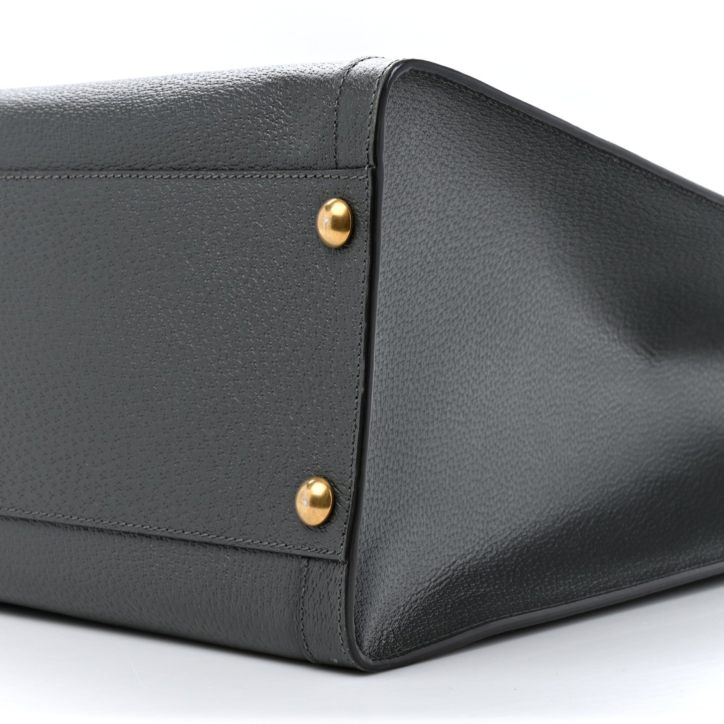 Textured Dollar Calfskin Web Studded Maxi Diana Tote Bag Graphite Grey
