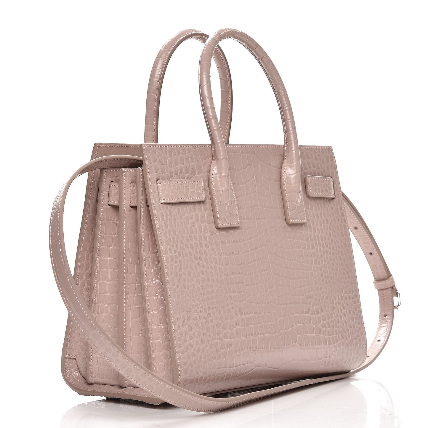 Calfskin Crocodile Embossed Baby Sac De Jour Rose Antic