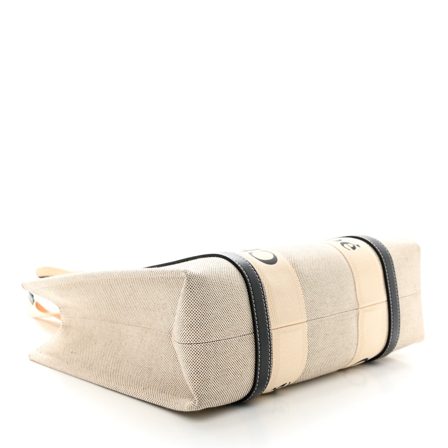 Cotton Calfskin Medium Woody Ribbon Tote White Blue