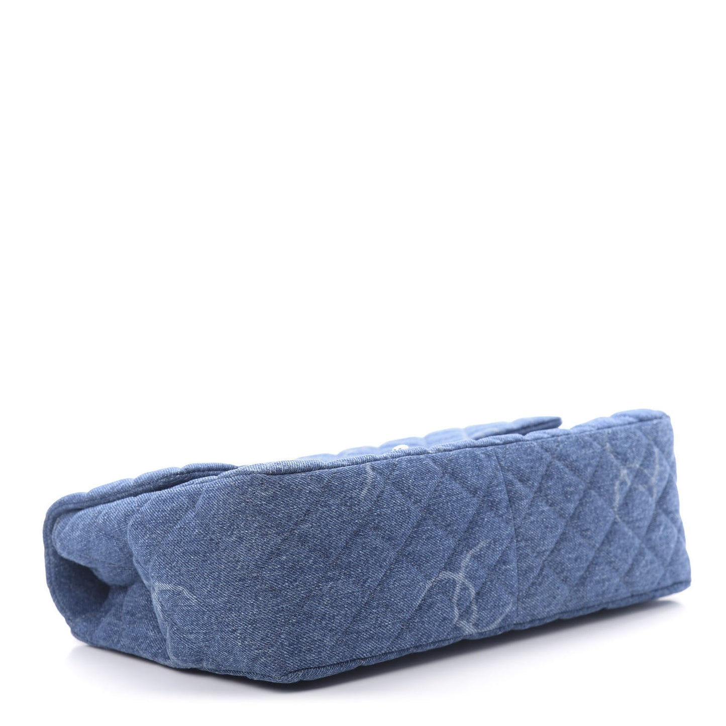 Denim Quilted CC Print Jumbo Single Flap Blue