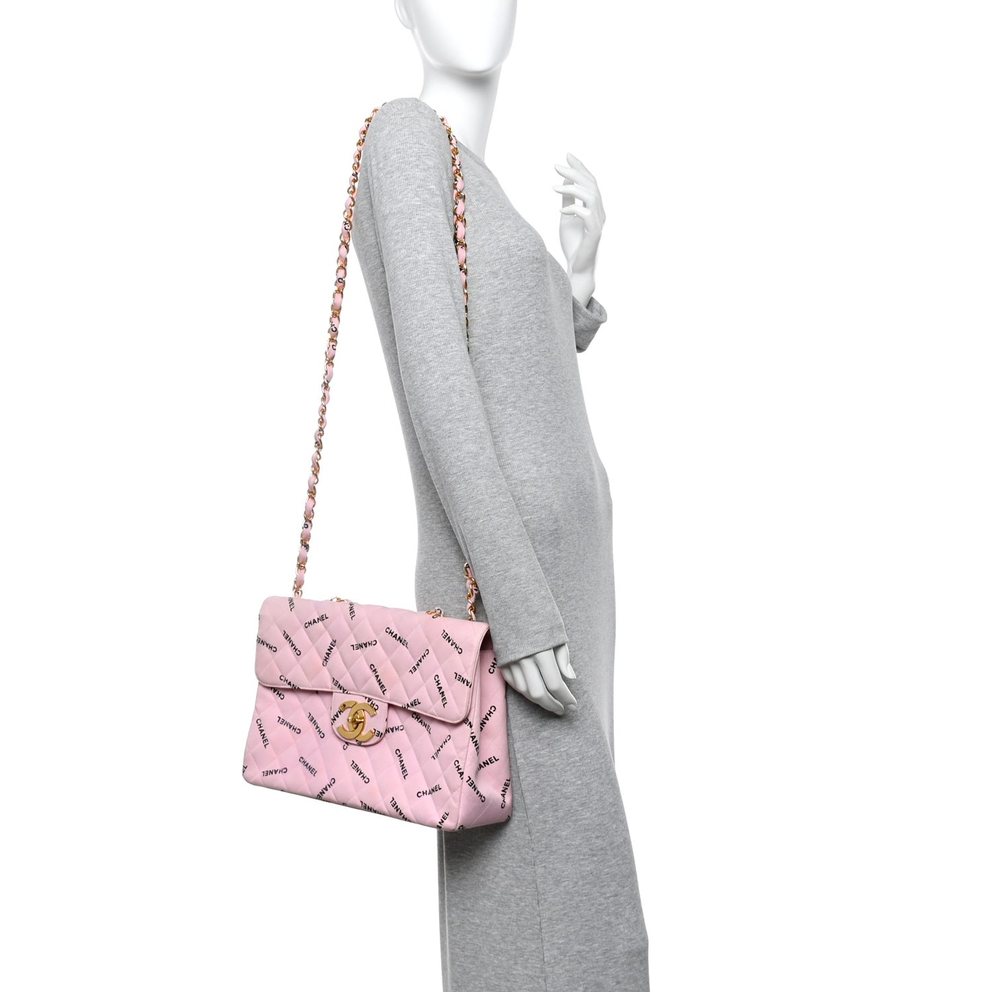 Canvas Quilted XL Jumbo Single Flap Pink