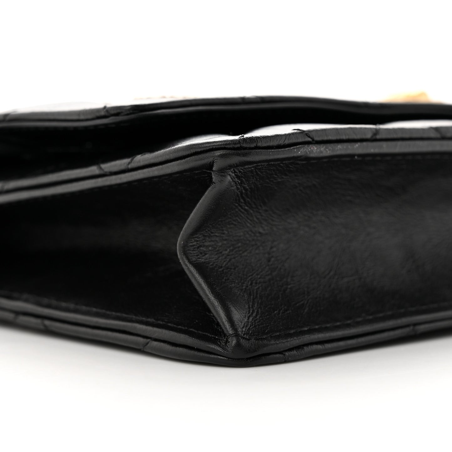 Aged Calfskin Lucky Charms Casino 2.55 Reissue Wallet on Chain WOC Black