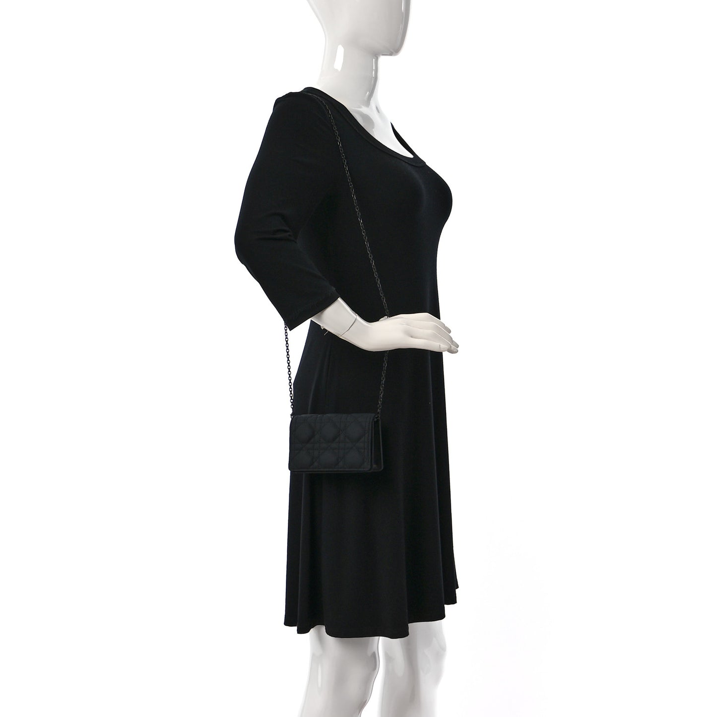 Ultra Matte Calfskin Cannage Mini Waist Pouch on Chain Black