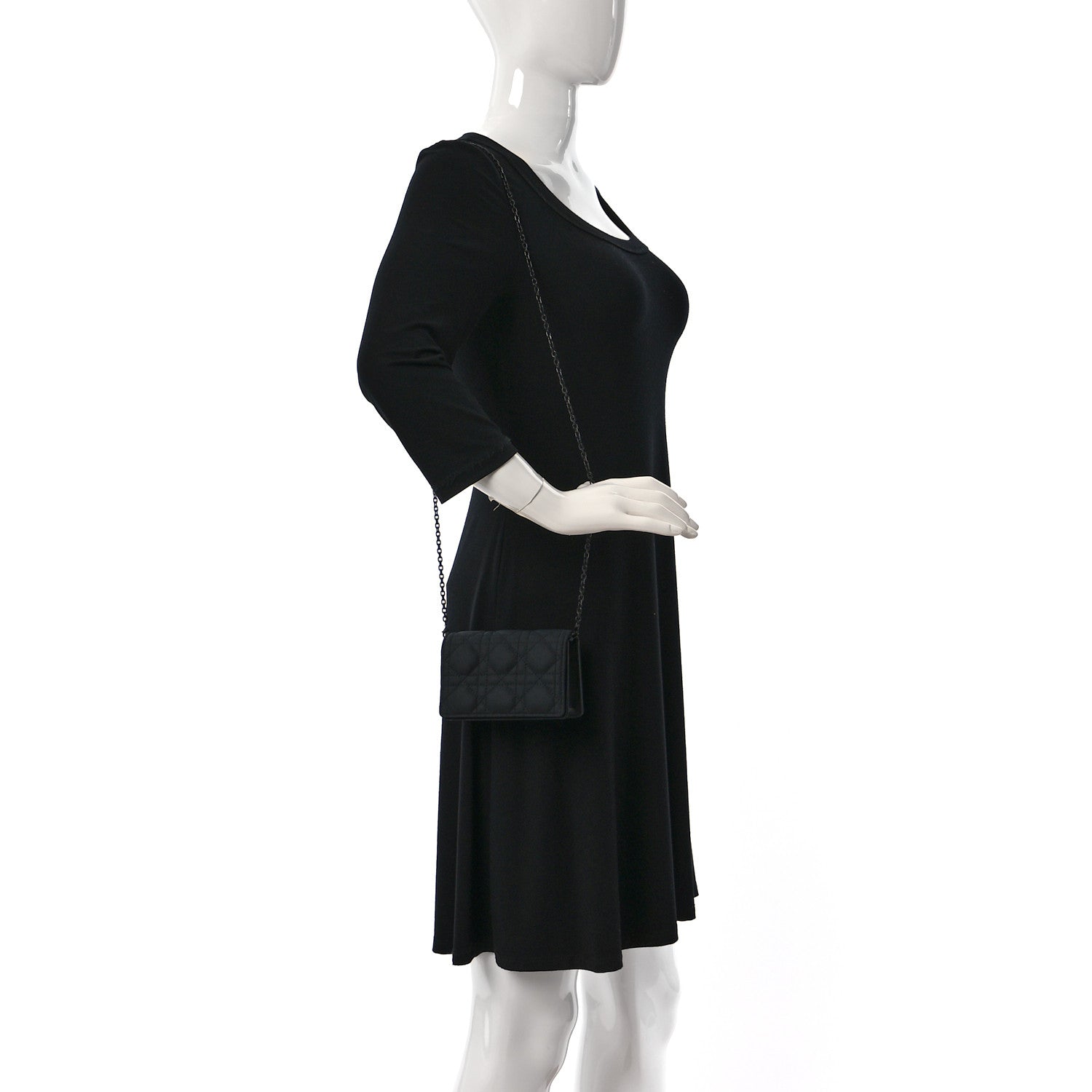 Christian Dior Ultra Matte Calfskin Cannage Mini Waist Pouch on Chain Black 2 of 9