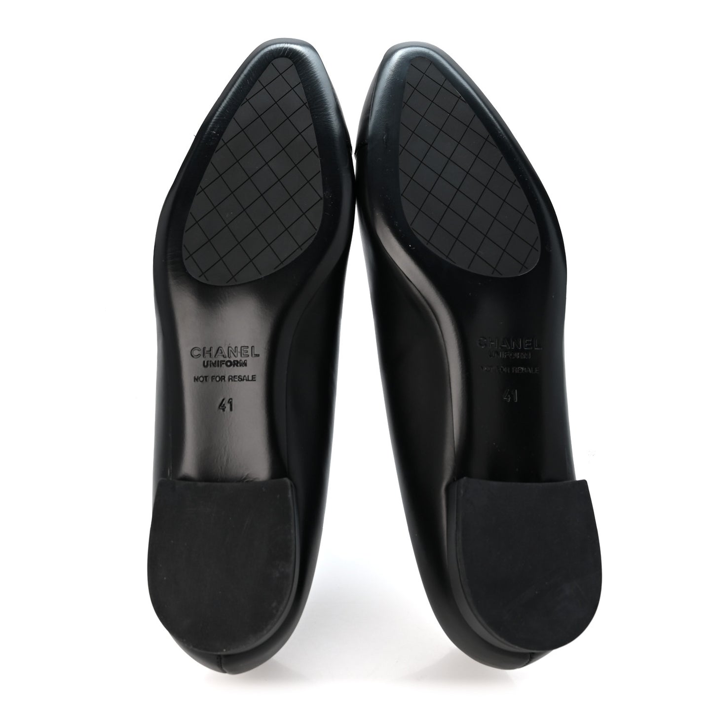 Lambskin Cap Toe CC Uniform Ballerina Flats 41 Black