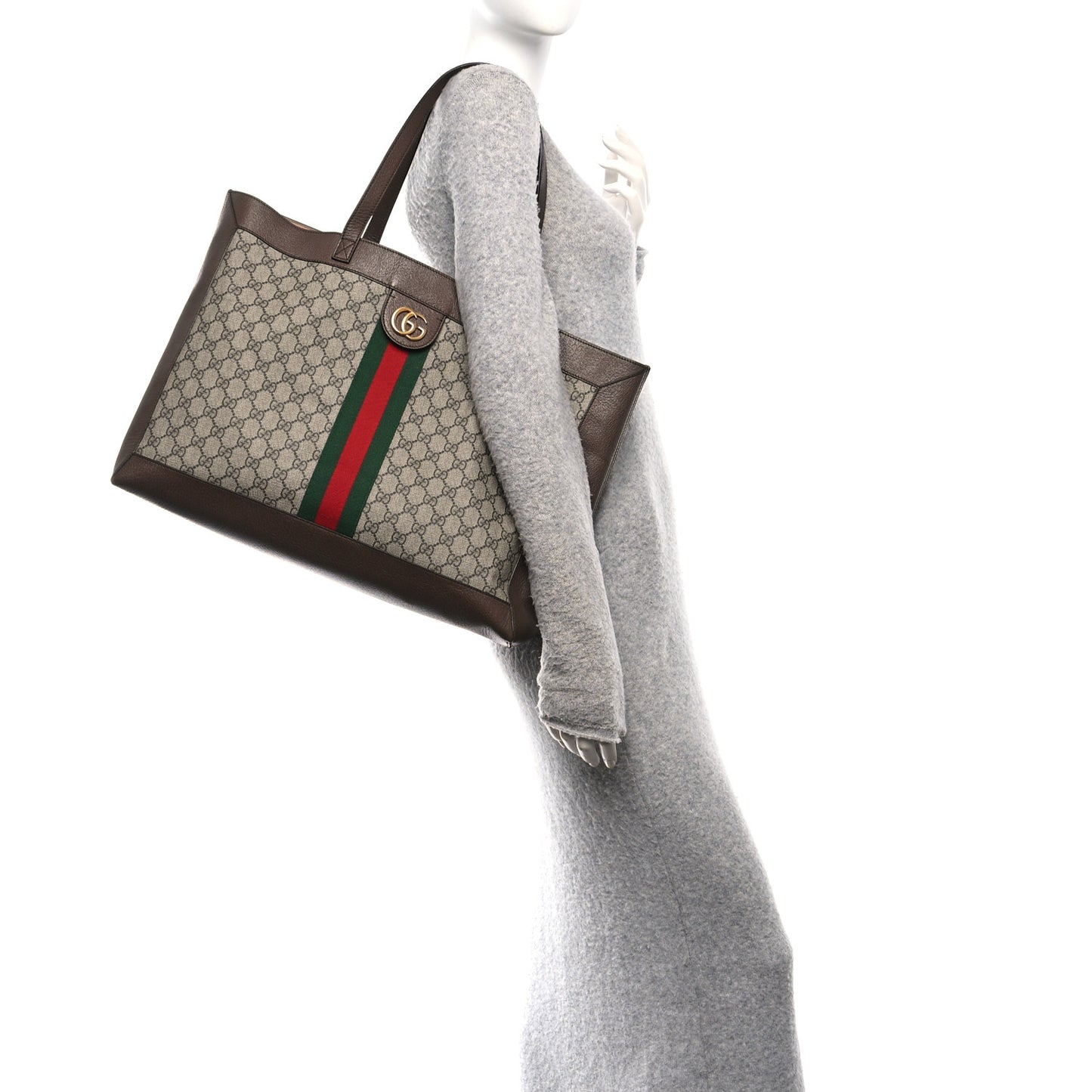 GG Supreme Monogram Web Ophidia Tote Brown