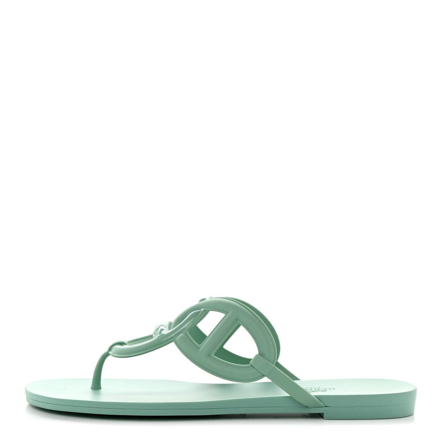 Hermes Rubber Womens Egerie Sandals 41 Vert Embrun 1 of 8
